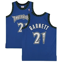 Maillot réplique autographié par Kevin Garnett des Royal Minnesota Timberwolves Mitchell & Ness 2003-04