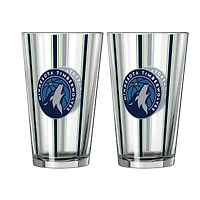 Ensemble de deux verres à bière rayés de 473 ml (16 oz) Logo Brands Minnesota Timberwolves
