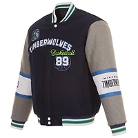 Veste réversible en laine entièrement zippée pour homme JH Design bleu marine des Minnesota Timberwolves