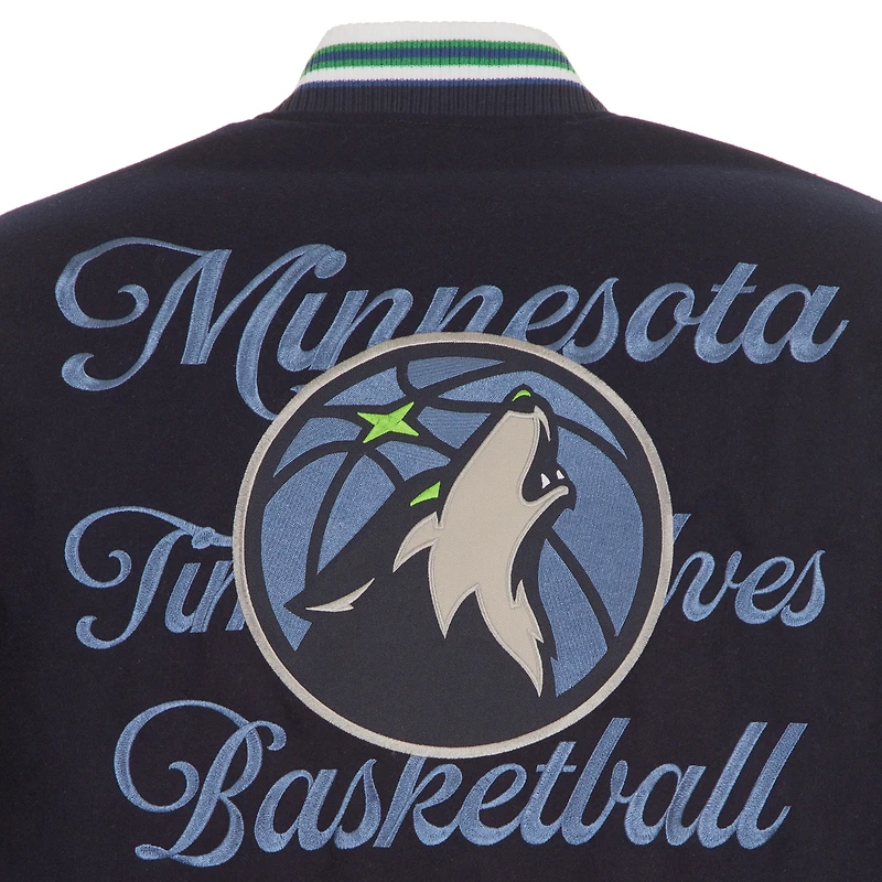 Men's JH Design Navy Minnesota Timberwolves Reversible Wool Full-Zip Jacket