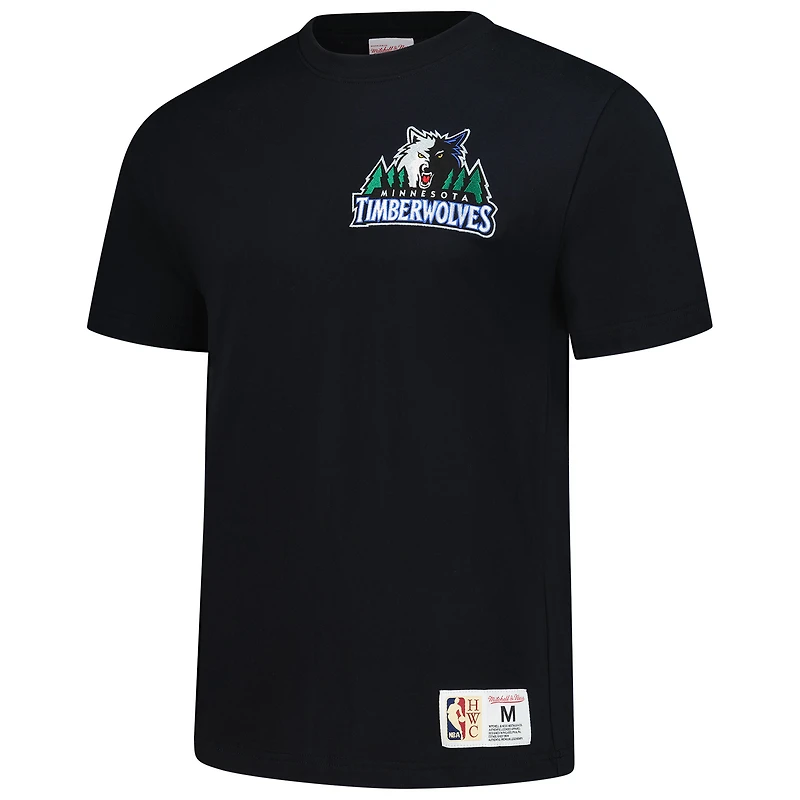 T-shirt Mitchell & Ness Kevin Garnett pour homme, noir, Minnesota Timberwolves Hardwood Classics, NBA Legends