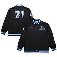 Veste en satin à boutons-pression complète Kevin Garnett noire des Minnesota Timberwolves NBA Legends pour homme de Mitchell & Ness
