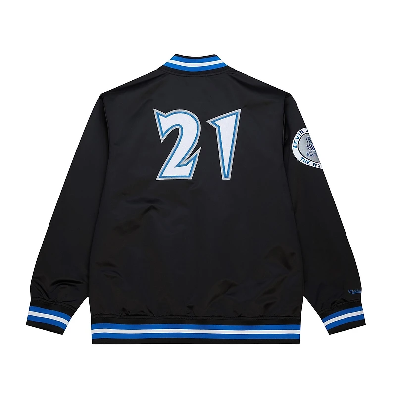 Veste en satin à boutons-pression complète Kevin Garnett noire des Minnesota Timberwolves NBA Legends pour homme de Mitchell & Ness
