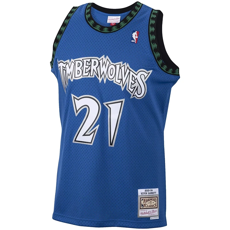 Maillot Swingman Hardwood Classics 2003/04 bleu pour homme Mitchell & Ness Kevin Garnett Minnesota Timberwolves Big Tall