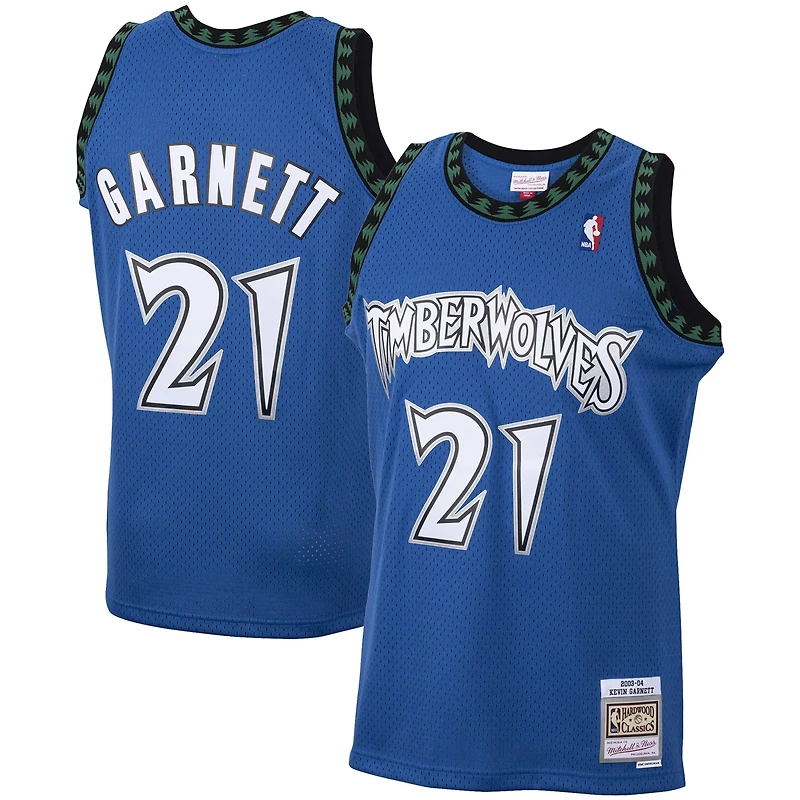 Men's Mitchell & Ness Kevin Garnett Blue Minnesota Timberwolves Big Tall 2003/04 Hardwood Classics Swingman Jersey