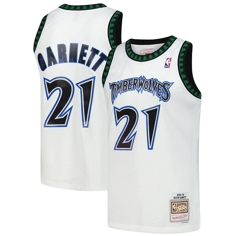 Maillot Swingman blanc Mitchell & Ness Kevin Garnett des Minnesota Timberwolves Hardwood Classics pour homme