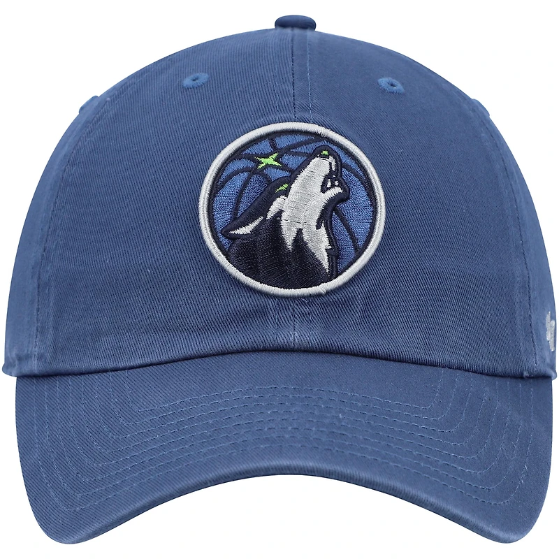 Men's '47 Navy Minnesota Timberwolves Core Logo Clean Up Adjustable Hat
