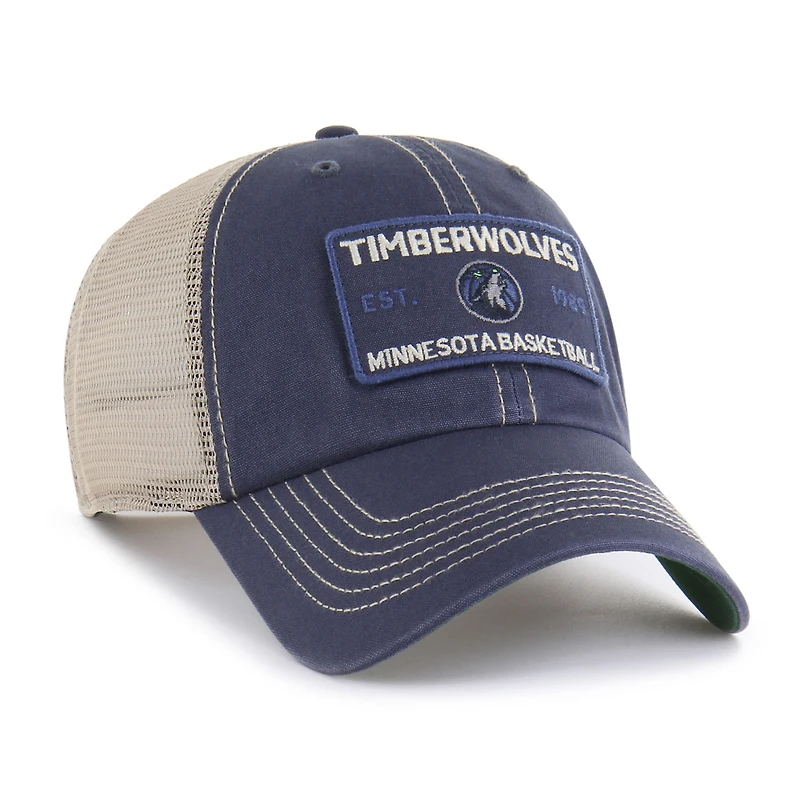 Casquette ajustable Wabash Patch Clean Up pour homme, bleu marine/beige, Minnesota Timberwolves, 1947
