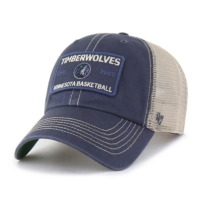 Casquette ajustable Wabash Patch Clean Up pour homme, bleu marine/beige, Minnesota Timberwolves, 1947