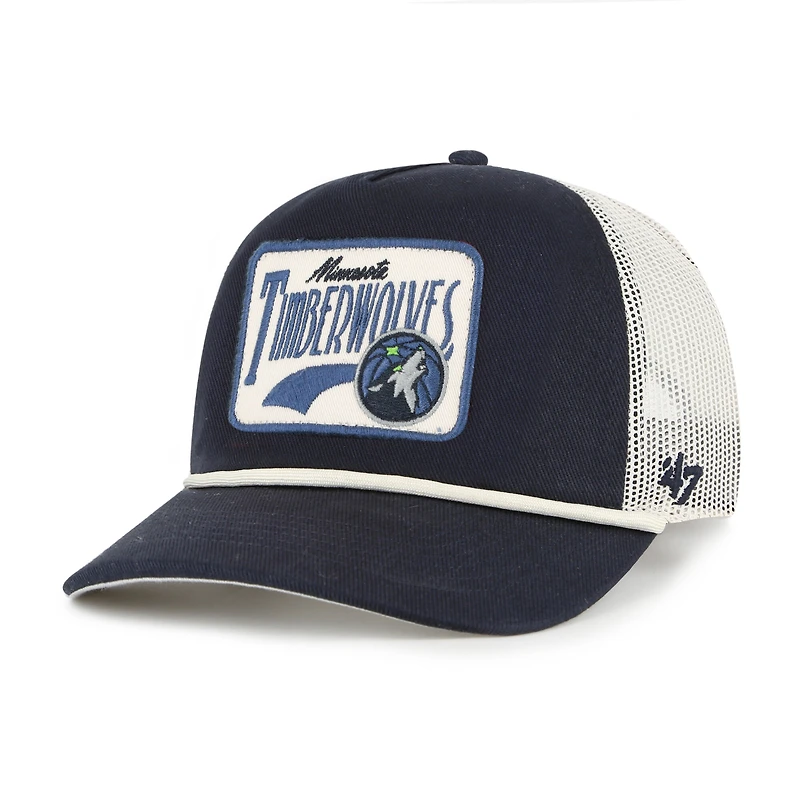 Men's '47 Navy Minnesota Timberwolves Emmett Heavy Twill Trucker Hitch Adjustable Hat