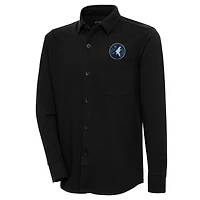 Veste-chemise boutonnée noire Antigua pour homme des Minnesota Timberwolves