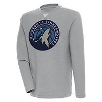 Men's Antigua  Gray Minnesota Timberwolves Flier Bunker Pullover Sweatshirt
