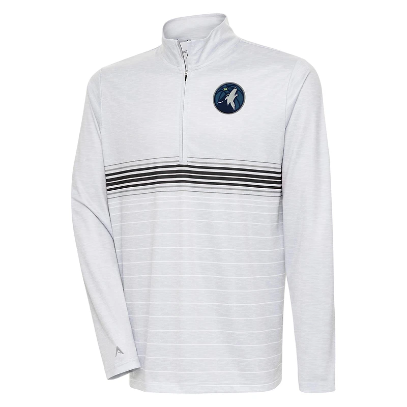 Men's Antigua Heather Gray/Black Minnesota Timberwolves Bullseye Quarter-Zip Pullover Top