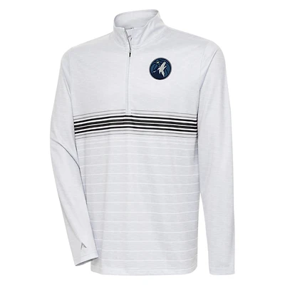 Men's Antigua Heather Gray/Black Minnesota Timberwolves Bullseye Quarter-Zip Pullover Top