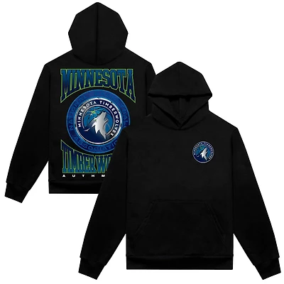 Sweat à capuche épais de qualité supérieure Authmade pour homme, motif vintage métal noir des Timberwolves du Minnesota