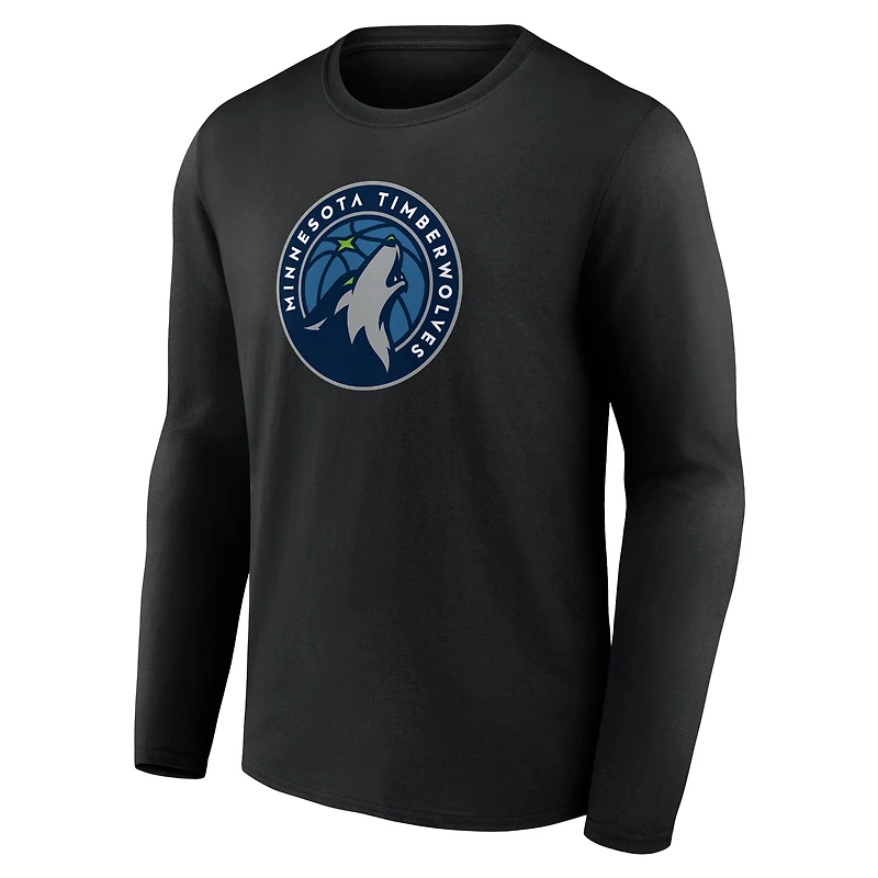 Men's  Black Minnesota Timberwolves Primary Logo Long Sleeve T-Shirt