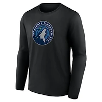 Men's  Black Minnesota Timberwolves Primary Logo Long Sleeve T-Shirt