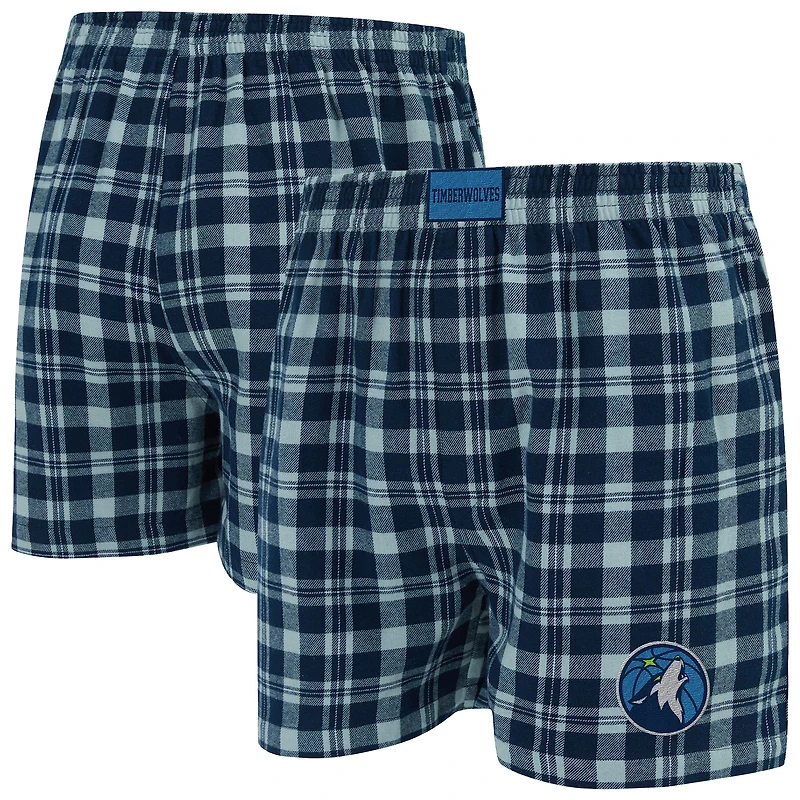 Men's Concepts Sport Navy/Gray Minnesota Timberwolves Hawthorn Flannel Boxer