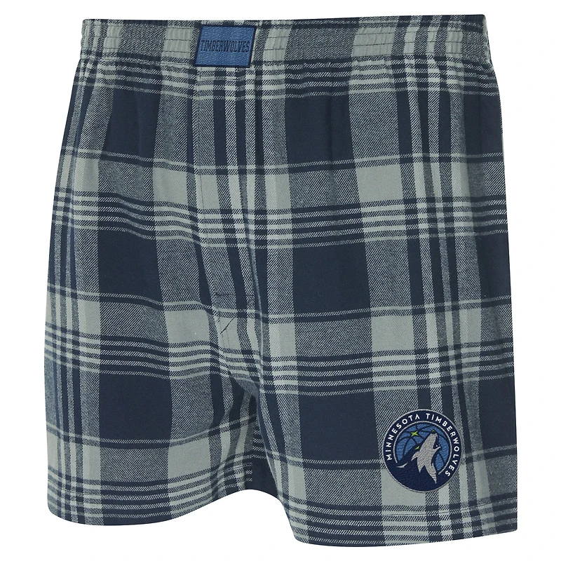 Men's Concepts Sport Navy Minnesota Timberwolves Region Flannel Boxer Short