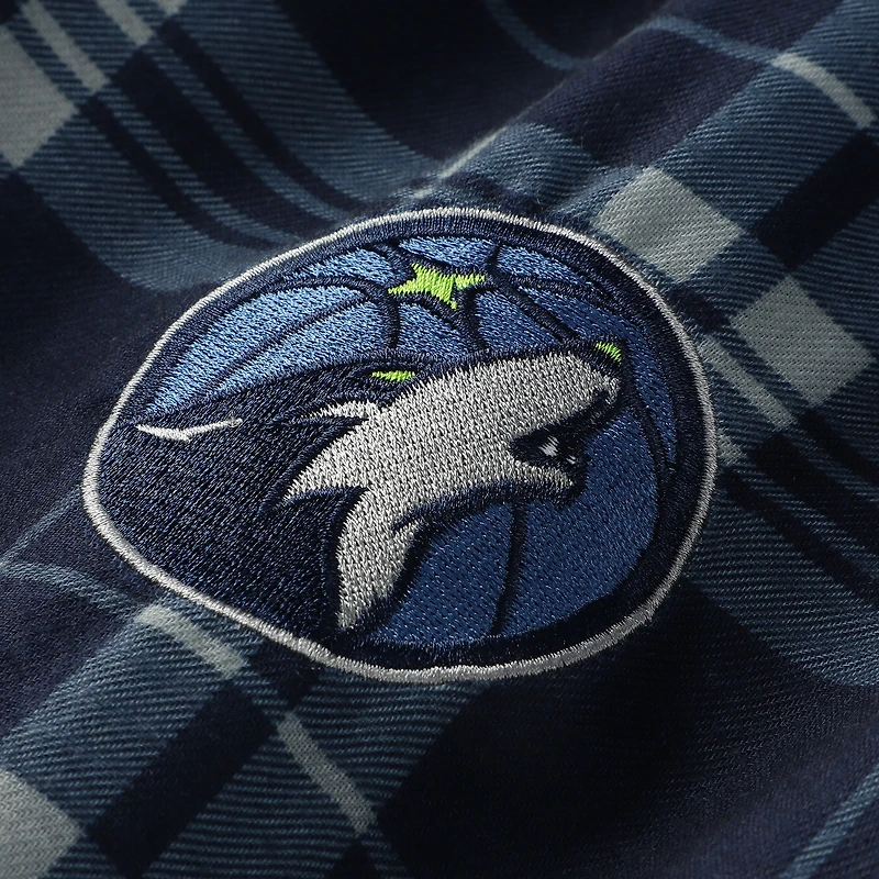 Ensemble t-shirt à manches longues et pantalon carreaux bleu marine Minnesota Timberwolves pour homme Concepts Sport