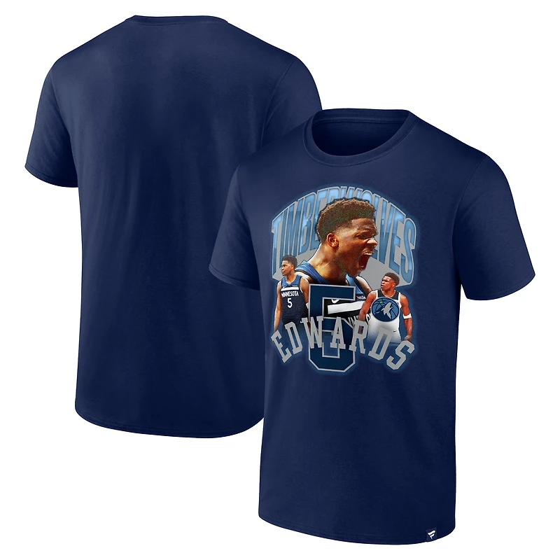 T-shirt Fanatics Anthony Edwards bleu marine pour homme, Minnesota Timberwolves Notorious 4.0