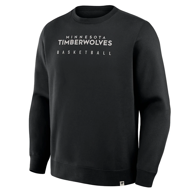 Sweat-shirt à capuche premium Fanatics noir pour homme, collection Crossover Minnesota Timberwolves, entraînement de rotation défensive