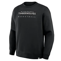 Sweat-shirt à capuche premium Fanatics noir pour homme, collection Crossover Minnesota Timberwolves, entraînement de rotation défensive