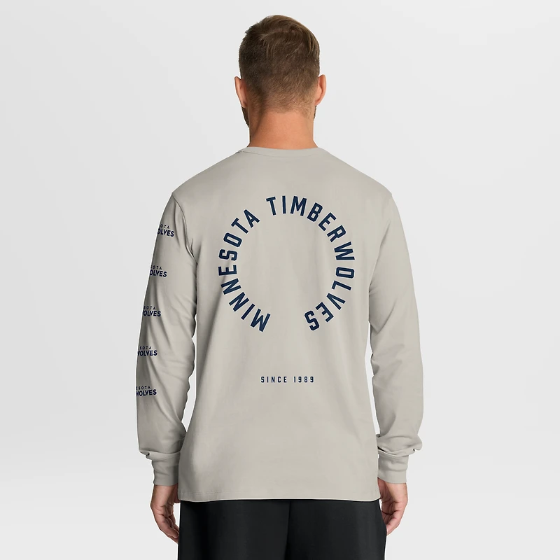 Men's Fanatics Cream Minnesota Timberwolves Crossover Collection Ball Screen Action Premium Long Sleeve T-Shirt