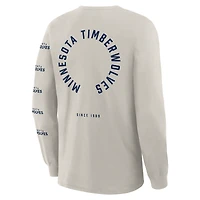 Men's Fanatics Cream Minnesota Timberwolves Crossover Collection Ball Screen Action Premium Long Sleeve T-Shirt