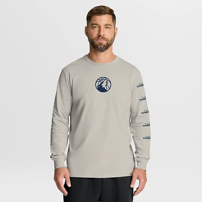 Men's Fanatics Cream Minnesota Timberwolves Crossover Collection Ball Screen Action Premium Long Sleeve T-Shirt