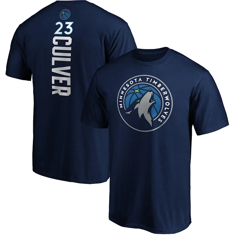 Men's Fanatics Jarrett Culver Navy Minnesota Timberwolves Playmaker Name & Number Logo T-Shirt