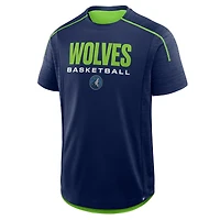 T-shirt d'entraînement de passe entrante pour homme Fanatics bleu marine des Minnesota Timberwolves