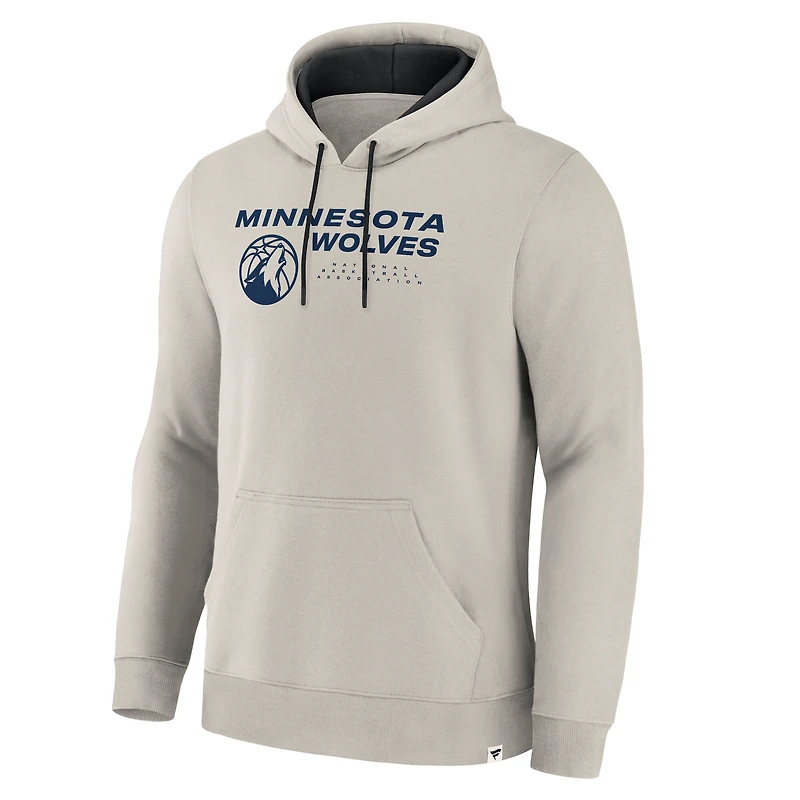 Men's Fanatics Off White Minnesota Timberwolves Crossover Collection Blocked Shot Premium Pullover Hoodie