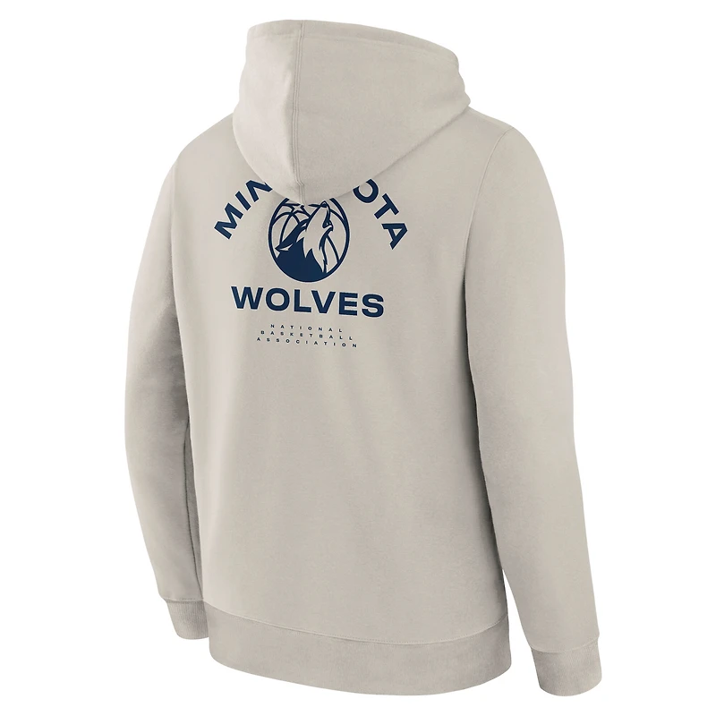 Sweat à capuche premium blanc cassé pour homme Fanatics Minnesota Timberwolves Crossover Collection Blocked Shot