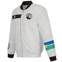 Blouson aviateur en nylon zippé blanc JH Design Minnesota Timberwolves 2022/23 City Edition pour homme