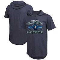 Men's Majestic Threads  Navy Minnesota Timberwolves Tri-Blend Hoodie T-Shirt