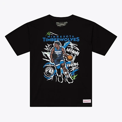 Men's Mitchell & Ness Anthony Edwards Black Minnesota Timberwolves Chalked Up T-Shirt