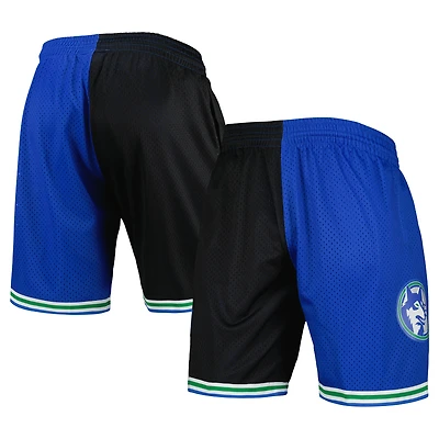 Men's Mitchell & Ness Black/Blue Minnesota Timberwolves Hardwood Classics 1993 Split Swingman Shorts
