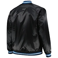 Veste noire à fermeture éclair intégrale raglan en satin Mitchell & Ness pour hommes Big Tall Hardwood Classics Wordmark