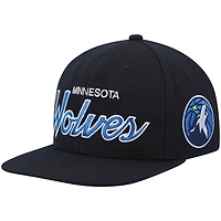 Casquette snapback Mitchell & Ness Hardwood Classics Script 2.0 noire pour homme, Minnesota Timberwolves