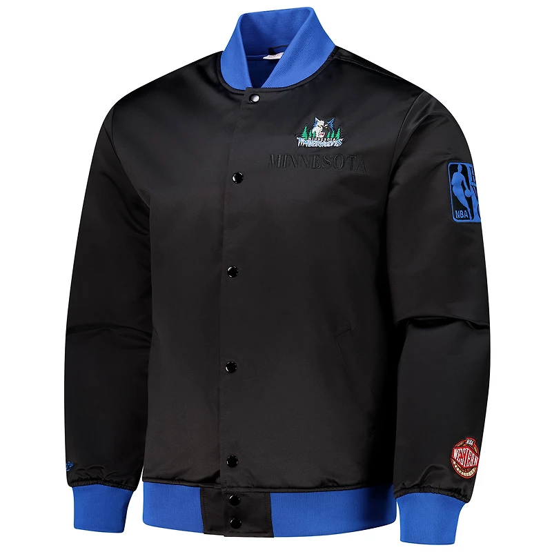 Veste en satin léger à boutons-pression Hardwood Classics Team OG 3.0 pour homme des Timberwolves du Minnesota Mitchell & Ness noire