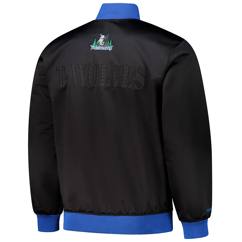 Veste en satin léger à boutons-pression Hardwood Classics Team OG 3.0 pour homme des Timberwolves du Minnesota Mitchell & Ness noire
