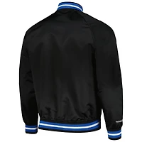Veste noire Mitchell & Ness Minnesota Timberwolves Hardwood Classics Throwback Wordmark Raglan Full-Snap pour hommes
