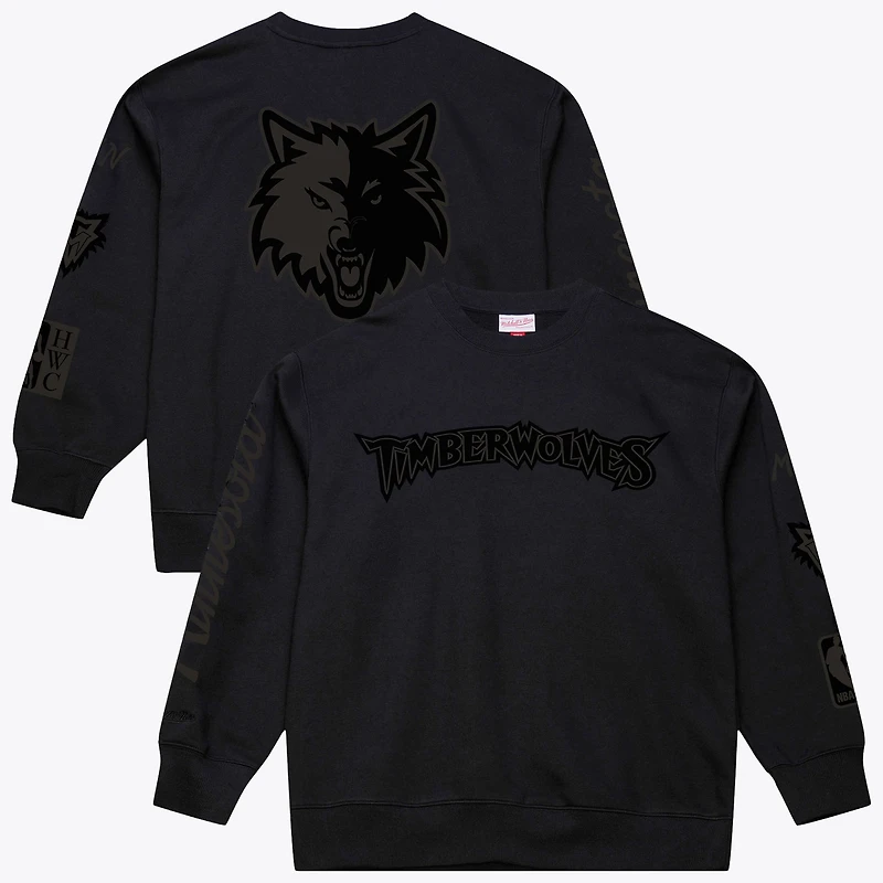 Men's Mitchell & Ness Black Minnesota Timberwolves Phantom Fleece Sweatshirt