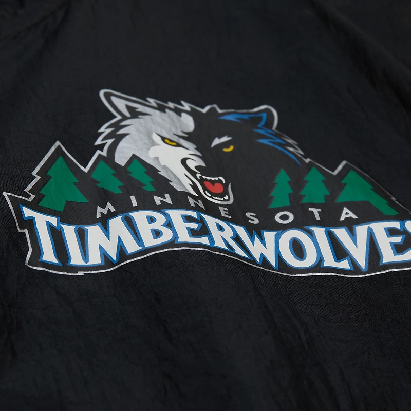 Veste coupe-vent entièrement zippée noire Mitchell & Ness Minnesota Timberwolves Playmaker pour homme