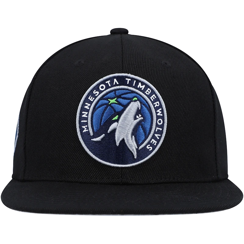 Casquette Snapback Minnesota Timberwolves Side Core 2.0 Mitchell & Ness pour homme, noir