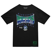 T-shirt noir lumineux pour homme Mitchell & Ness Minnesota Timberwolves Worldwide Collection