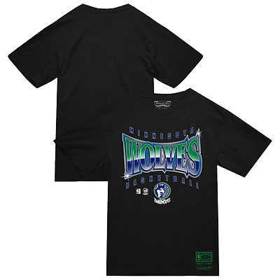 Men's Mitchell & Ness  Black Minnesota Timberwolves Worldwide Collection Glow Up T-Shirt