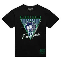 Men's Mitchell & Ness  Black Minnesota Timberwolves Worldwide Collection Tri-Logo T-Shirt
