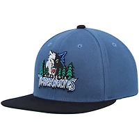 Men's Mitchell & Ness Blue/Black Minnesota Timberwolves Hardwood Classics Team Two-Tone 2.0 Snapback Hat